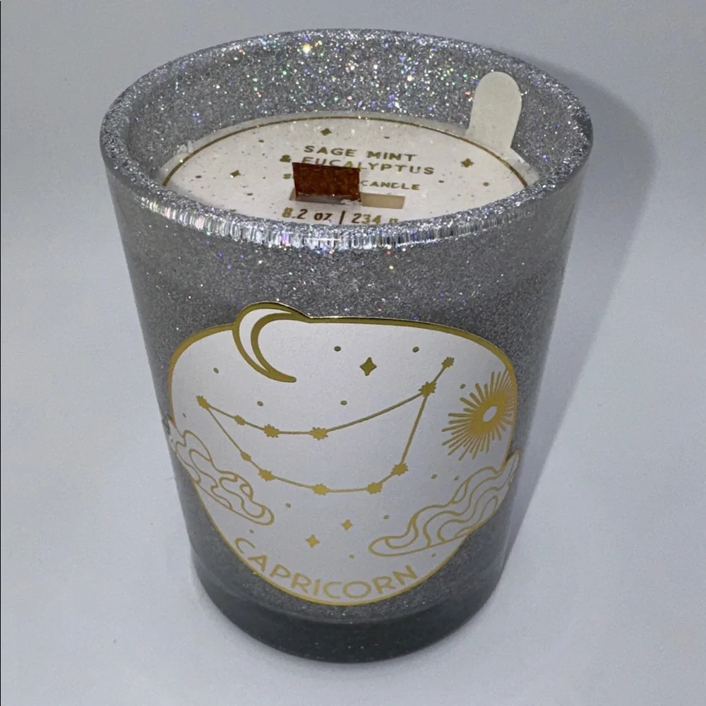 Capricorn Glitter Candle Constellation Design